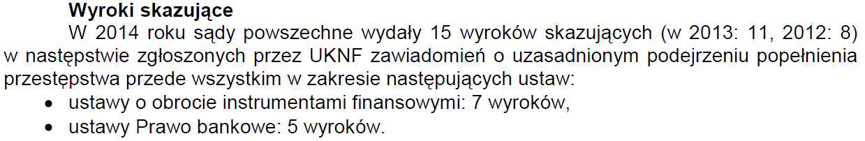 Liczba przestępstw z zakresu działalności instytucji rynku kapitałowego