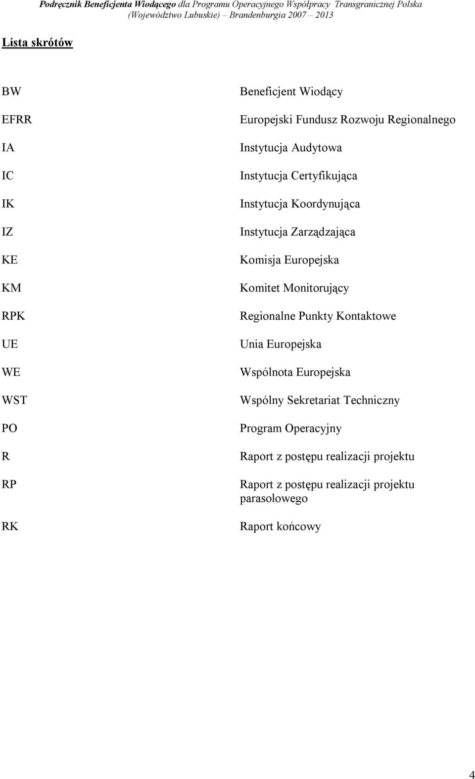 Europejska Komitet Monitorujący Regionalne Punkty Kontaktowe Unia Europejska Wspólnota Europejska Wspólny Sekretariat