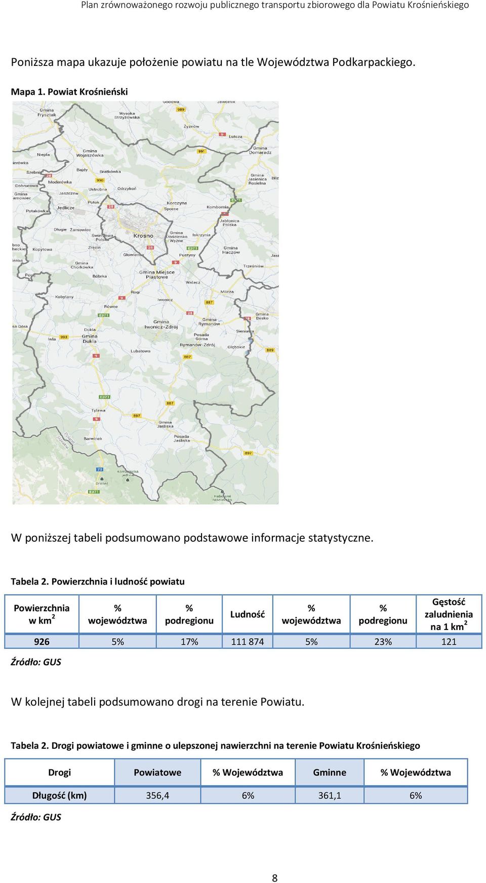 Powierzchnia i ludność powiatu Powierzchnia w km 2 % województwa % podregionu Ludność % województwa % podregionu Gęstość zaludnienia na 1 km 2 926 5%