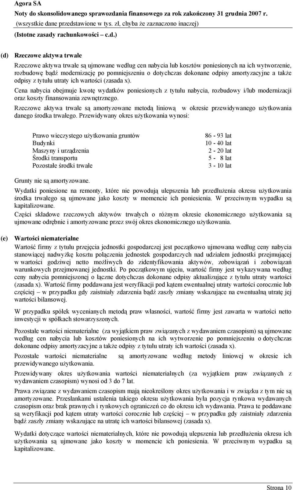 ) (d) Rzeczowe aktywa trwałe Rzeczowe aktywa trwałe są ujmowane według cen nabycia lub kosztów poniesionych na ich wytworzenie, rozbudowę bądź modernizację po pomniejszeniu o dotychczas dokonane