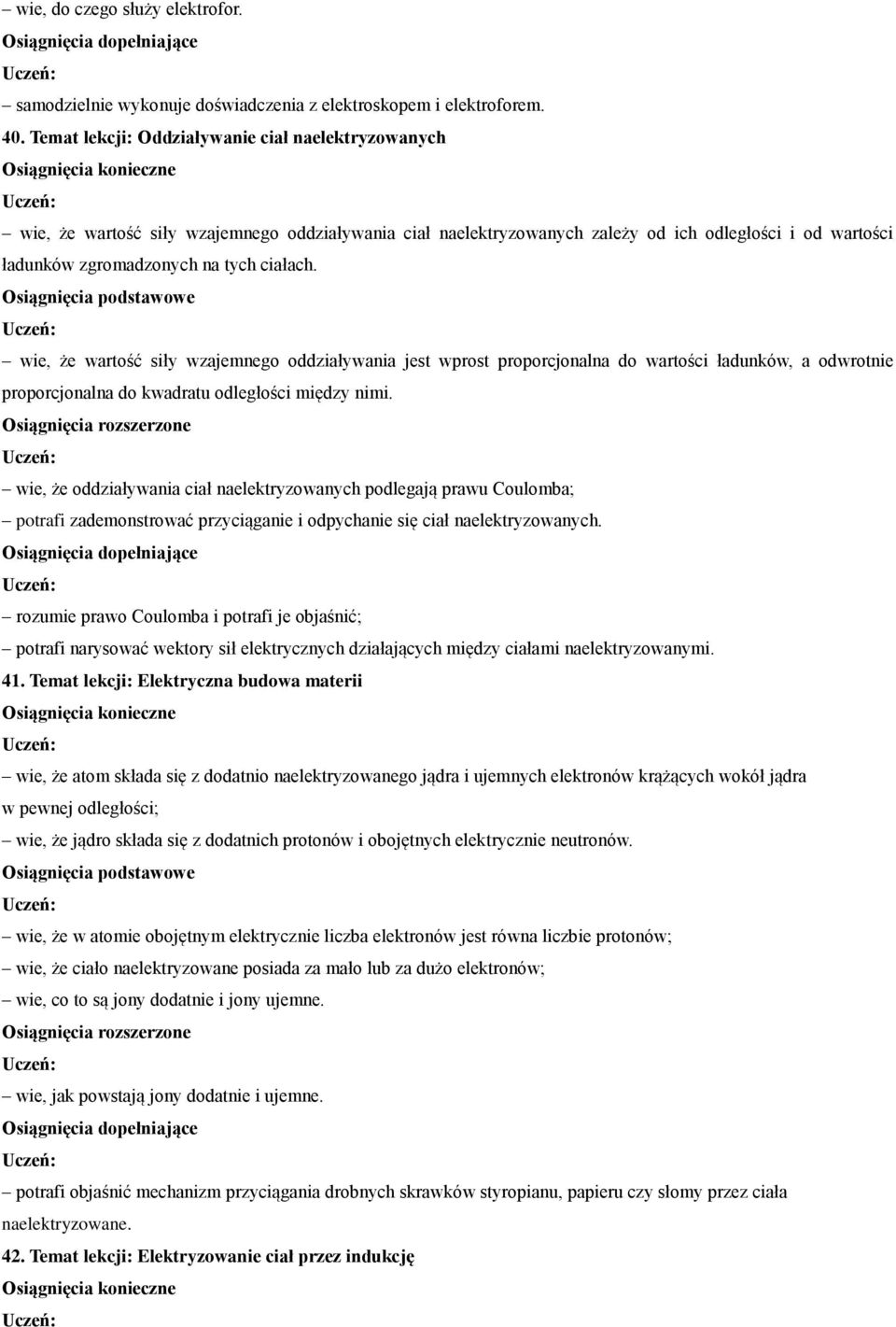 odwrotnie proporcjonalna do kwadratu odległości między nimi wie, że oddziaływania ciał naelektryzowanych podlegają prawu Coulomba; potrafi zademonstrować przyciąganie i odpychanie się ciał