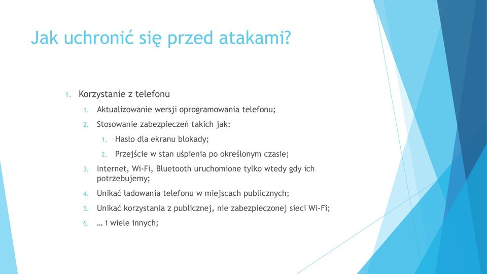 Przejście w stan uśpienia po określonym czasie; 3.