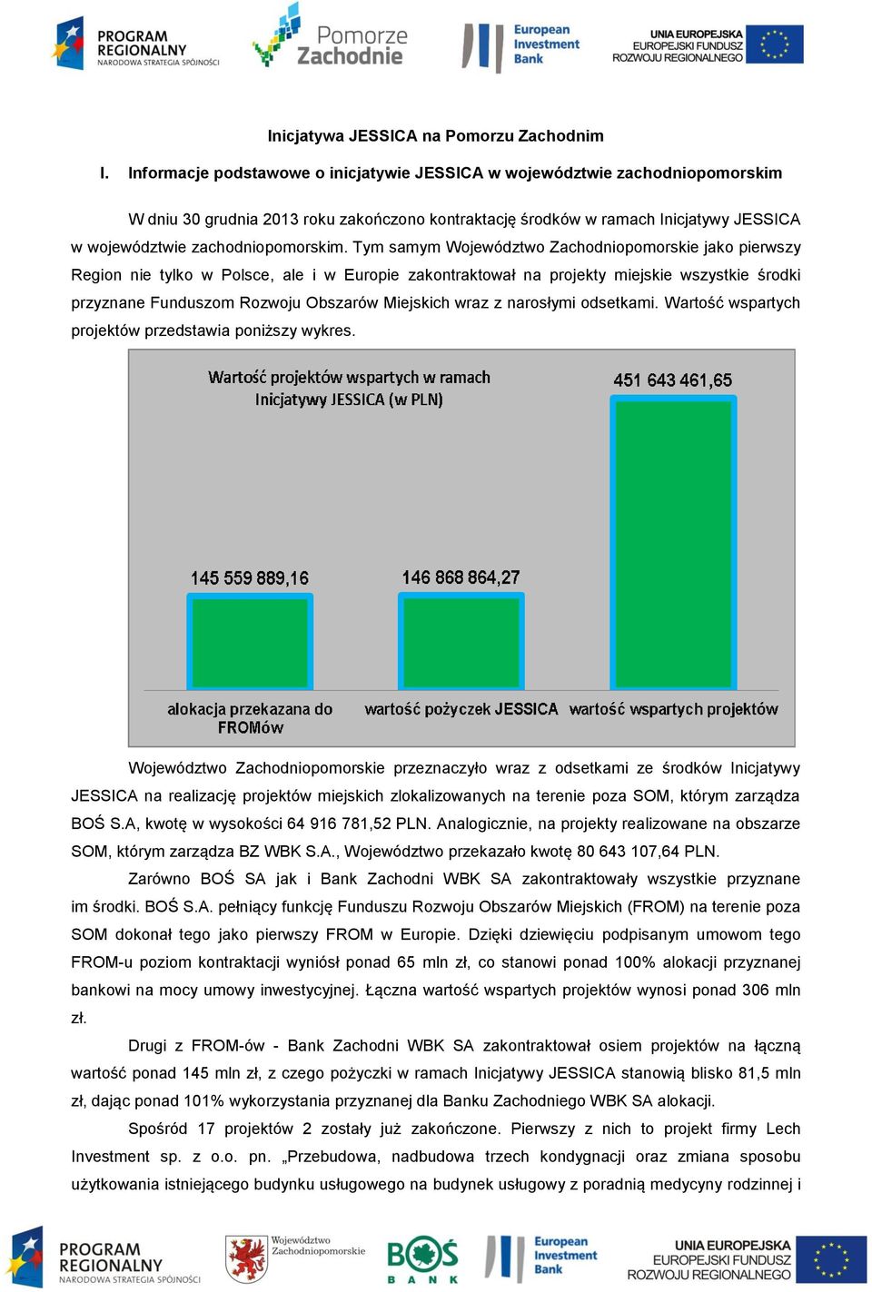 Tym samym Województwo Zachodniopomorskie jako pierwszy Region nie tylko w Polsce, ale i w Europie zakontraktował na projekty miejskie wszystkie środki przyznane Funduszom Rozwoju Obszarów Miejskich