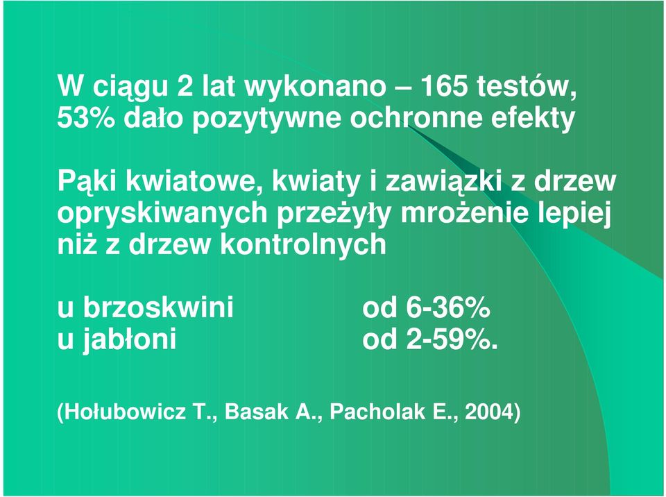 przeŝyły mroŝenie lepiej niŝ z drzew kontrolnych u brzoskwini od