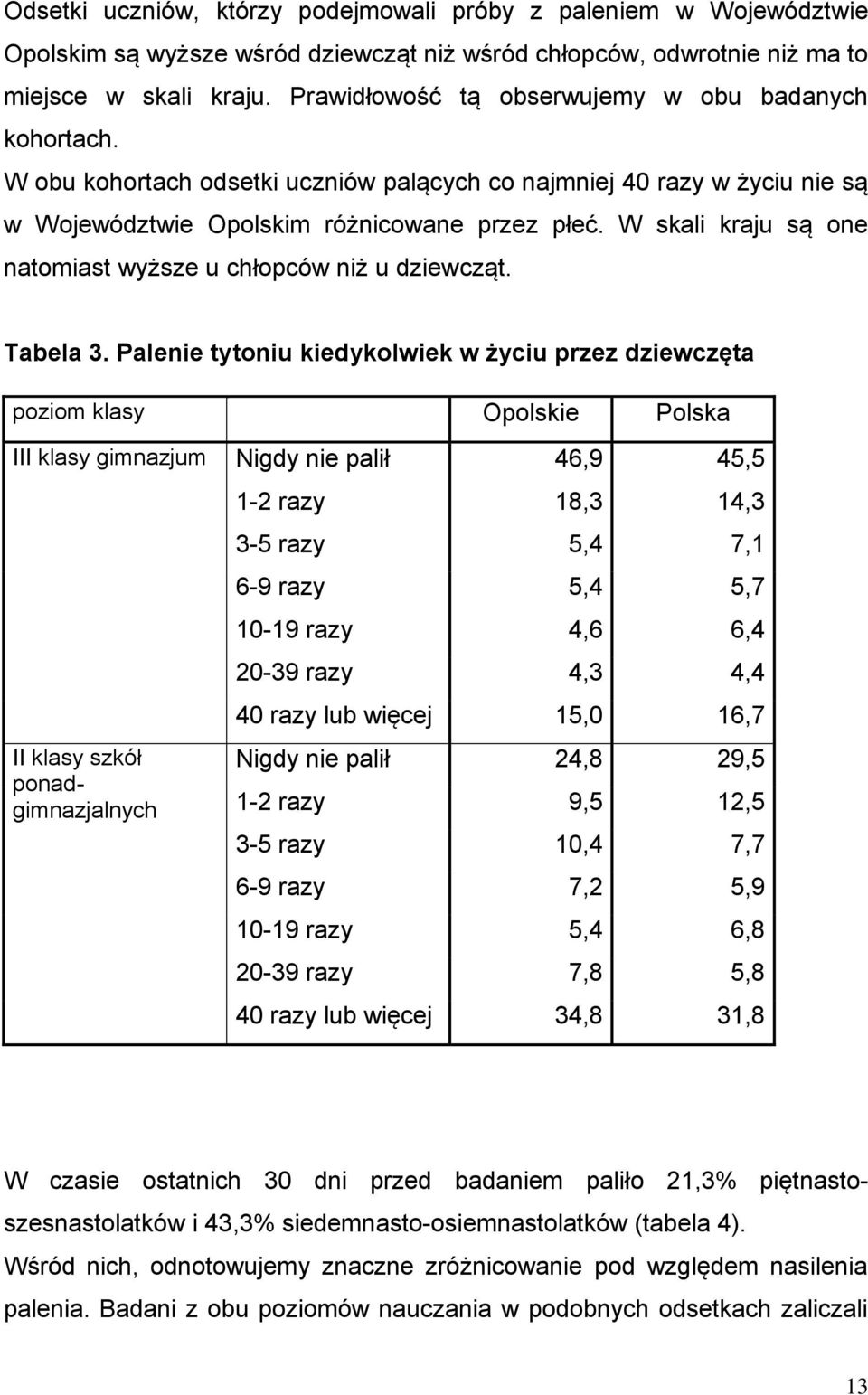 W skali kraju są one natomiast wyższe u chłopców niż u dziewcząt. Tabela 3.