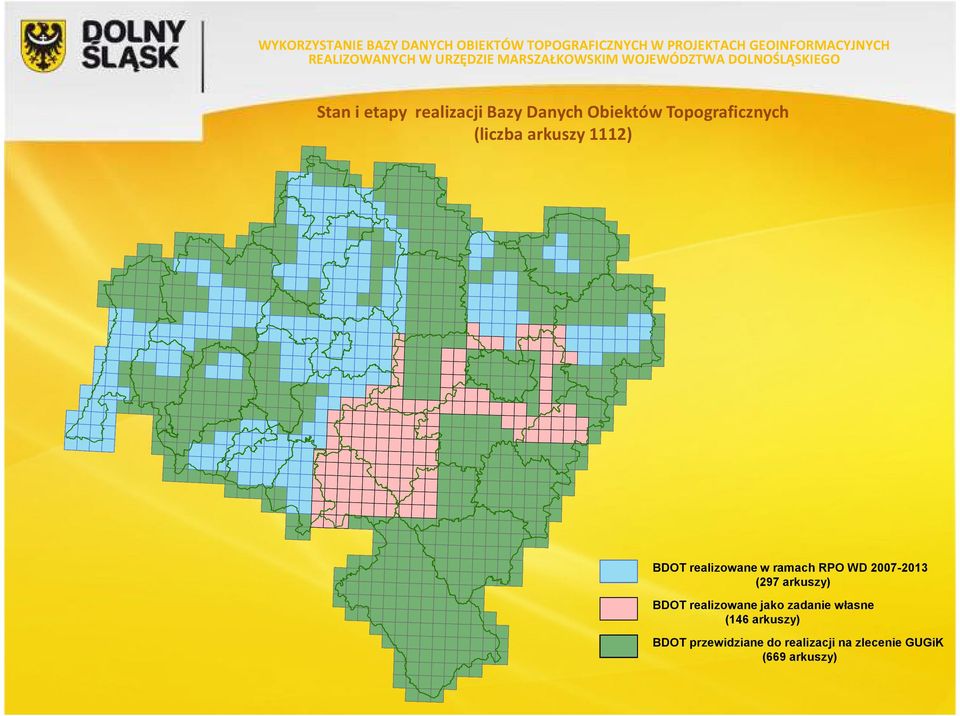 BDOT realizowane w ramach RPO WD 2007-2013 (297 arkuszy) BDOT realizowane jako