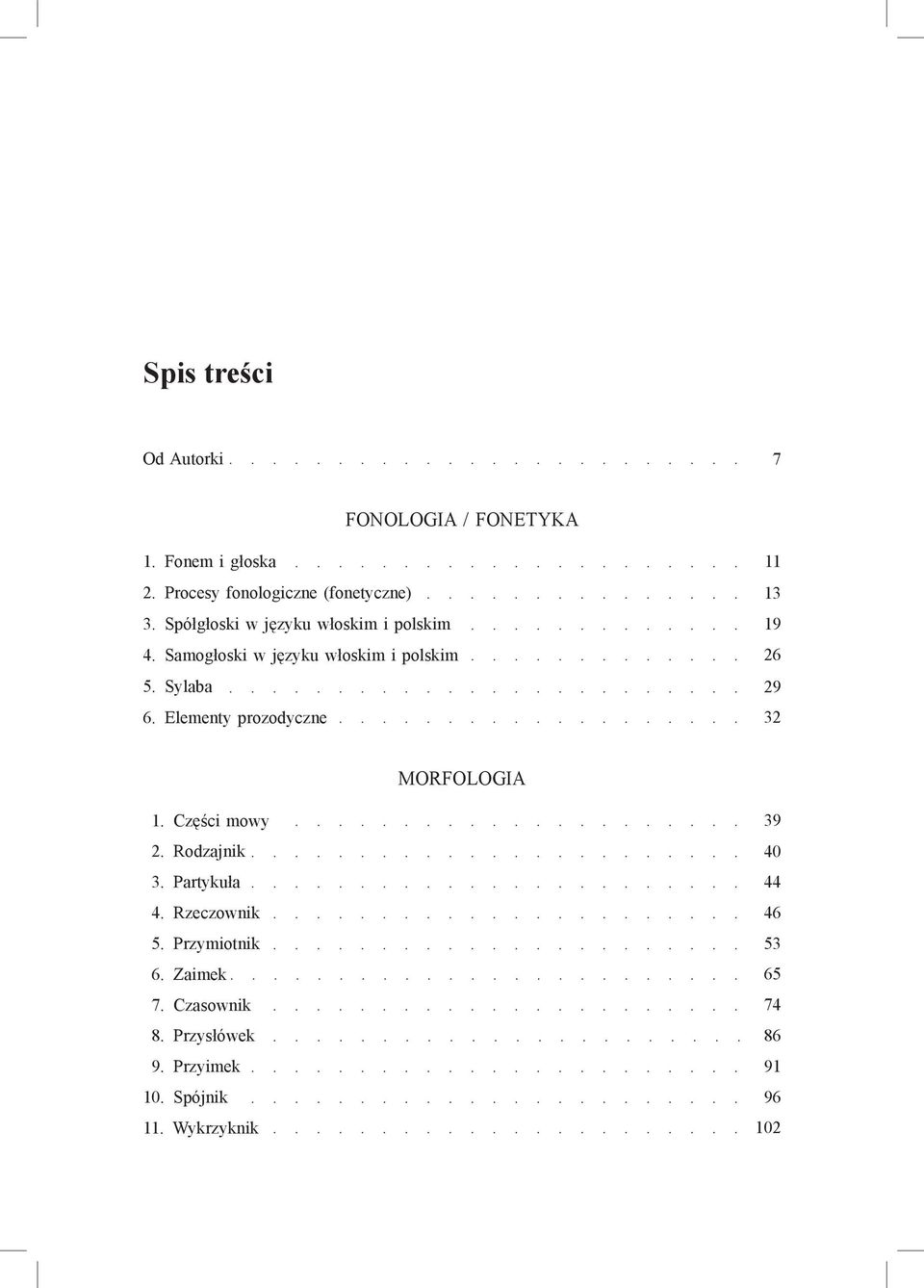 Elementy prozodyczne 11 13 19 26 29 32 Morfologia 1. Części mowy 2. Rodzajnik 3. Partykuła 4. Rzeczownik 5.