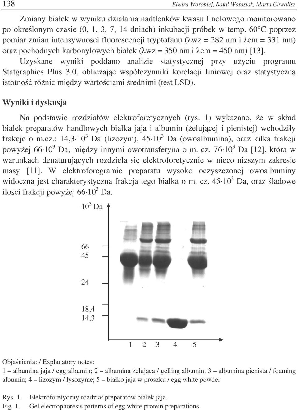 Uzyskane wyniki poddano analizie statystycznej przy uyciu programu Statgraphics Plus 3.0, obliczajc współczynniki korelacji liniowej oraz statystyczn istotno rónic midzy wartociami rednimi (test LSD).