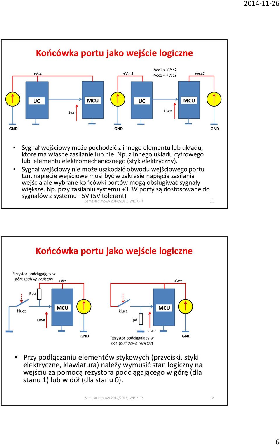 napięcie wejściowe musi być w zakresie napięcia zasilania wejścia ale wybrane końcówki portów mogą obsługiwać sygnały większe. Np. przy zasilaniu systemu +.