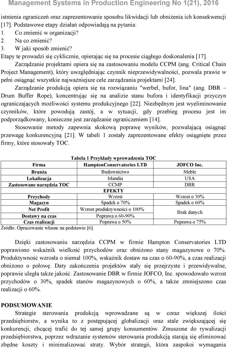 Critical Chain Project Management), który uwzględniając czynnik nieprzewidywalności, pozwala prawie w pełni osiągnąć wszystkie najważniejsze cele zarządzania projektami [24].