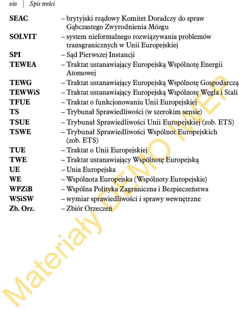 Węgla i Stali TFUE Traktat o funkcjonowaniu Unii Europejskiej TS Trybunał Sprawiedliwości (w szerokim sensie) TSUE Trybunał Sprawiedliwości Unii Europejskiej (zob.