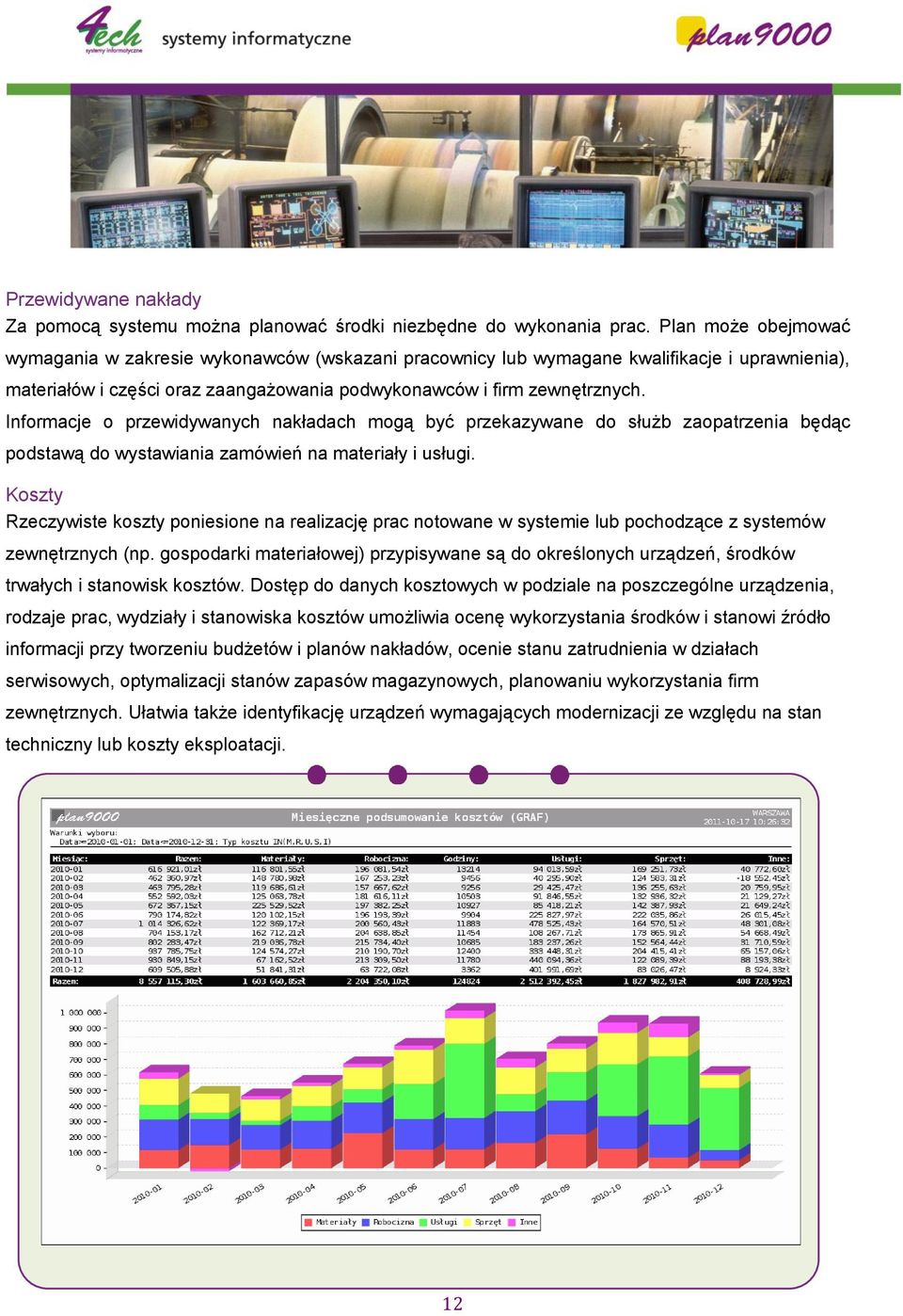 Informacje o przewidywanych nakładach mogą być przekazywane do służb zaopatrzenia będąc podstawą do wystawiania zamówień na materiały i usługi.