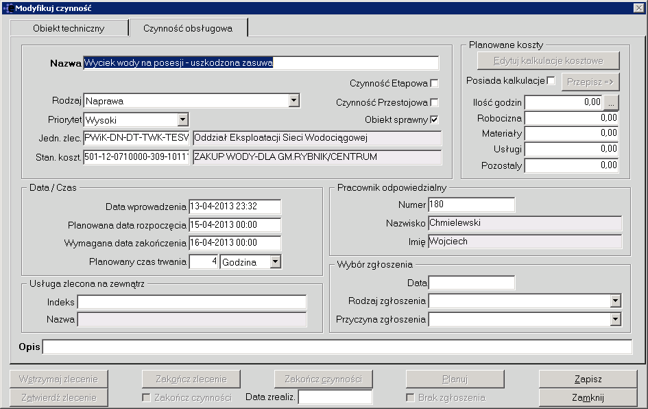 eksploatacyjnego na podstawie otrzymanego zgłoszenia (Krok 1.1.). Formularz rejestracji zdarzenia w module ROT przedstawiono na rys. 2. Rys.