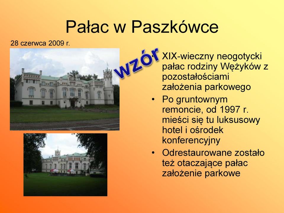 założenia parkowego Po gruntownym remoncie, od 1997 r.