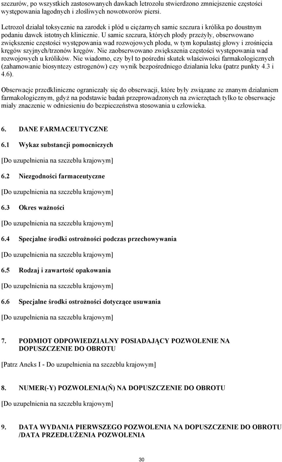 U samic szczura, których płody przeżyły, obserwowano zwiększenie częstości występowania wad rozwojowych płodu, w tym kopulastej głowy i zrośnięcia kręgów szyjnych/trzonów kręgów.