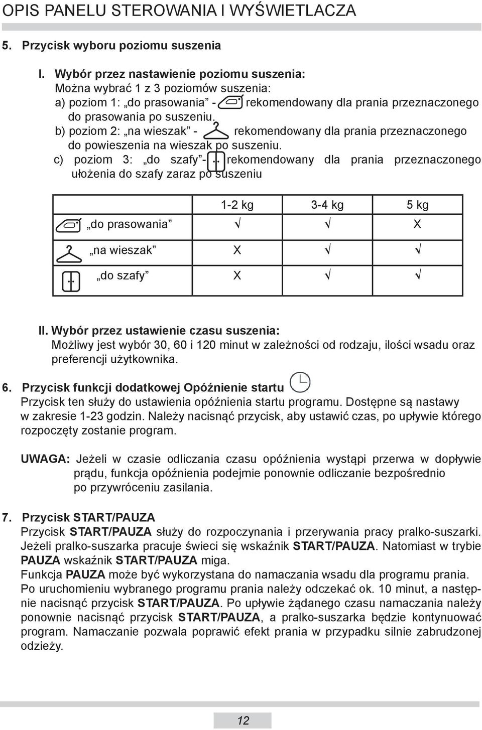 b) poziom 2: na wieszak - rekomendowany dla prania przeznaczonego do powieszenia na wieszak po suszeniu.