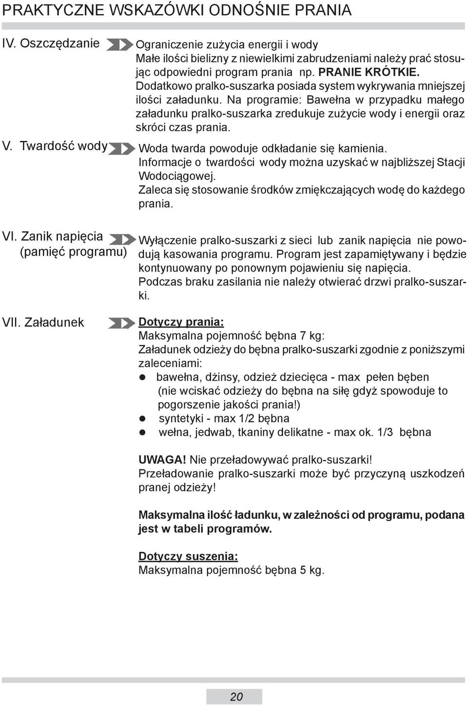 Dodatkowo pralko-suszarka posiada system wykrywania mniejszej ilości załadunku.