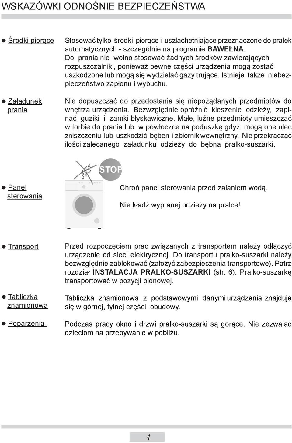 Ist nie je także nie bezpie czeń stwo zapłonu i wybuchu. Nie dopuszczać do przedostania się niepożądanych przedmiotów do wnętrza urzą dze nia.