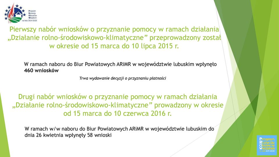 W ramach naboru do Biur Powiatowych ARiMR w województwie lubuskim wpłynęło 460 wniosków Trwa wydawanie decyzji o przyznaniu płatności Drugi