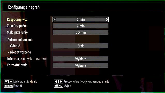 Timery Proszę nacisnąć przycisk MENU i wybrać ikonkę ustawień, używając przycisków lub. Proszę nacisnąć przycisk OK, aby wejść do menu ustawień.