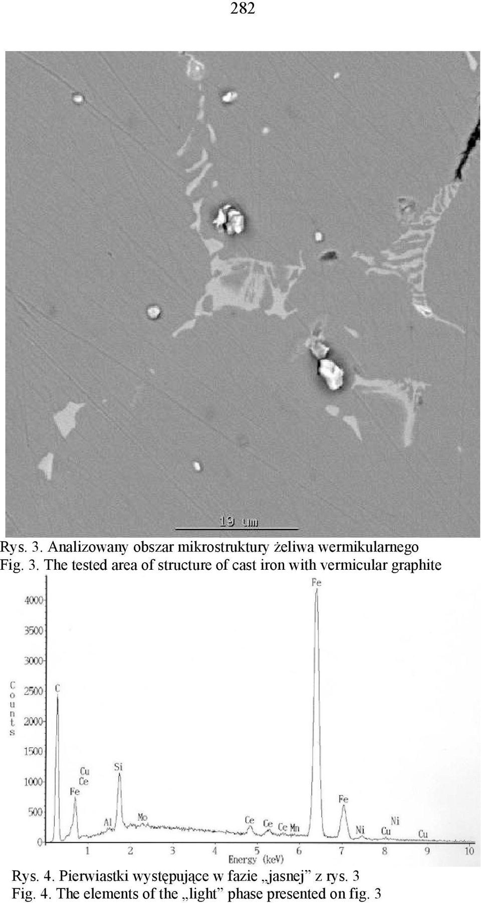 The tested area of structure of cast iron with vermicular