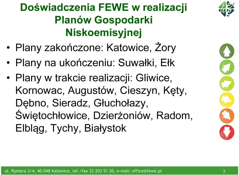 trakcie realizacji: Gliwice, Kornowac, Augustów, Cieszyn, Kęty, Dębno,