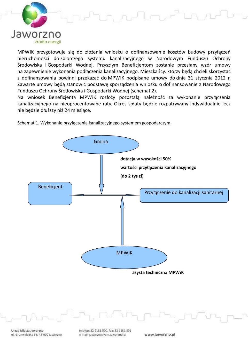 Mieszkańcy, którzy będą chcieli skorzystać z dofinansowania powinni przekazać do MPWiK podpisane umowy do dnia 31 stycznia 2012 r.