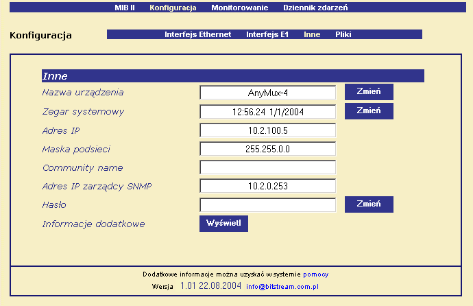 Jedno urządzenie musi być skonfigurowane jako urządzenie lokalne, drugie jako zdalne. 7.3.4 Konfiguracja pozostałych parametrów Rys. 15.Okno konfiguracji pozostałych parametrów urządzenia.