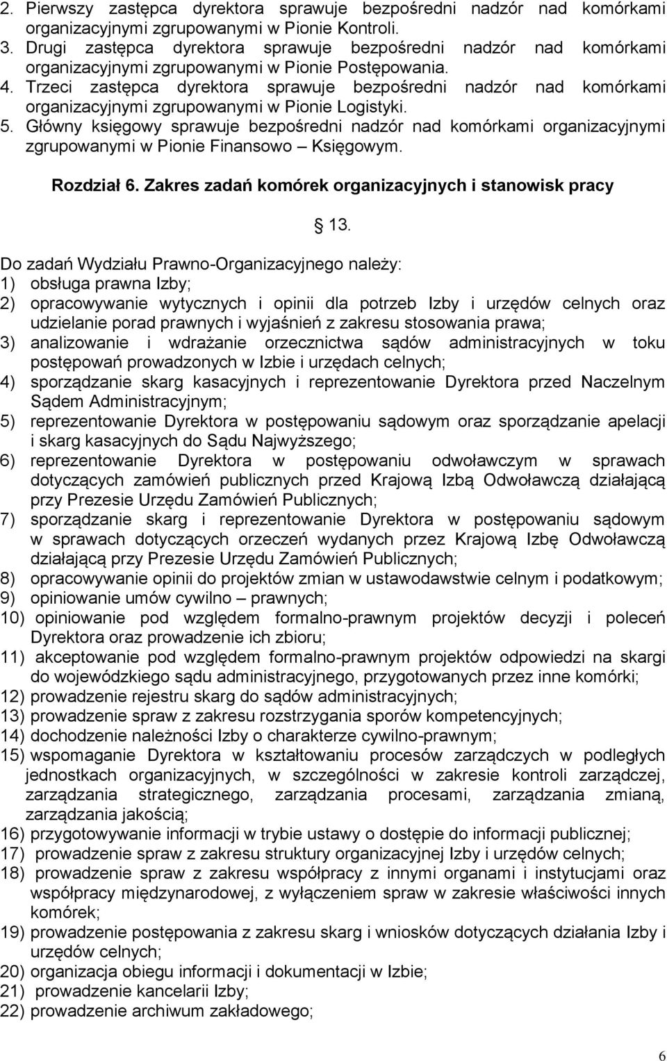 Trzeci zastępca dyrektora sprawuje bezpośredni nadzór nad komórkami organizacyjnymi zgrupowanymi w Pionie Logistyki. 5.