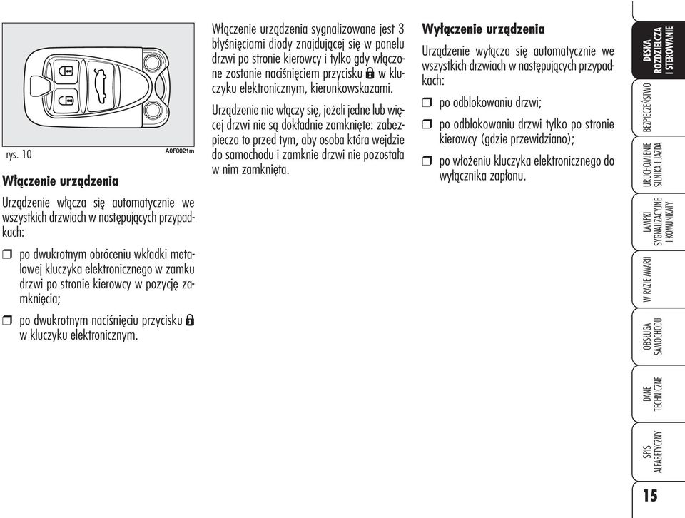 Urządzenie nie włączy się, jeżeli jedne lub więcej drzwi nie są dokładnie zamknięte: zabezpiecza to przed tym, aby osoba która wejdzie do samochodu i zamknie drzwi nie pozostała w nim zamknięta.