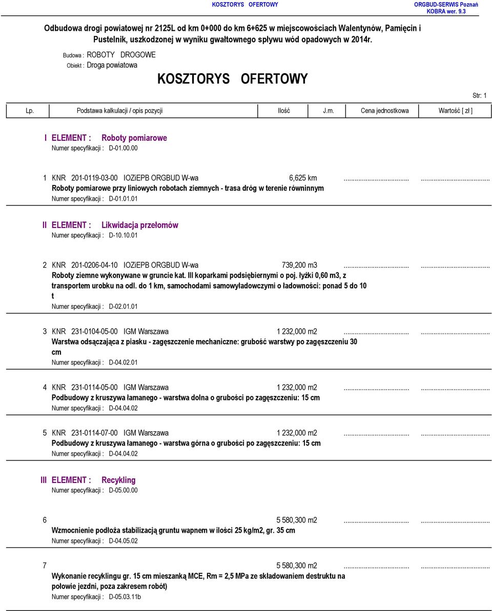 10.01 Likwidacja przełomów 2 KNR 201-0206-04-10 IOZiEPB ORGBUD W-wa 739,200 m3.. Roboty ziemne wykonywane w gruncie kat. III koparkami podsiębiernymi o poj. łyżki 0,60 m3, z transportem urobku na odl.