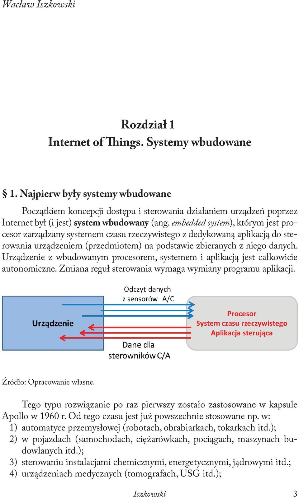 embedded system), którym jest procesor zarządzany systemem czasu rzeczywistego z dedykowaną aplikacją do sterowania urządzeniem (przedmiotem) na podstawie zbieranych z niego danych.