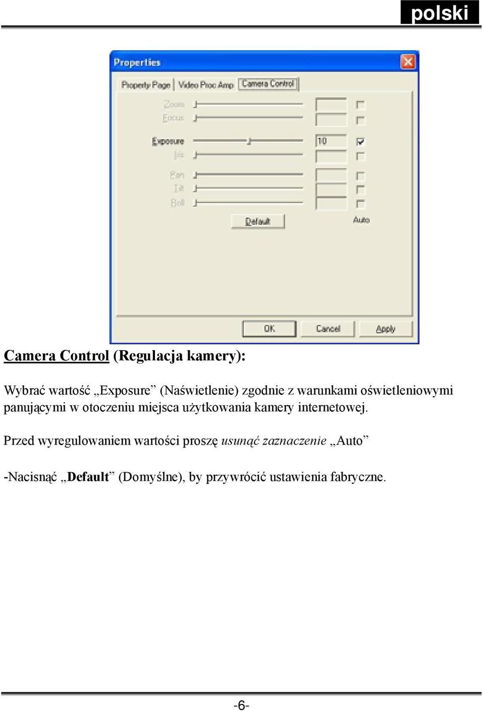 użytkowania kamery internetowej.