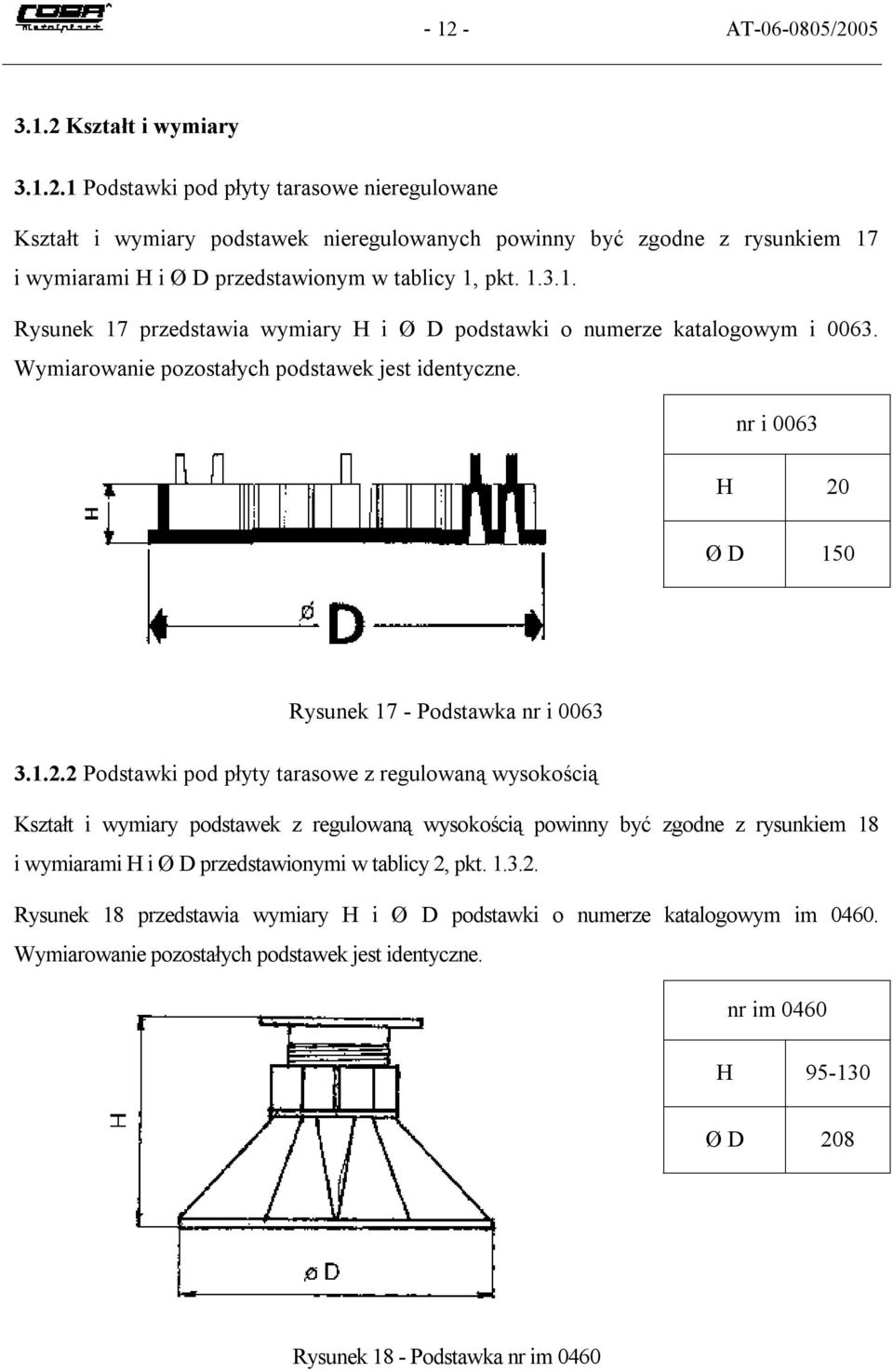 Ø D 150 Rysunek 17 - Podstawka nr i 0063 3.1.2.