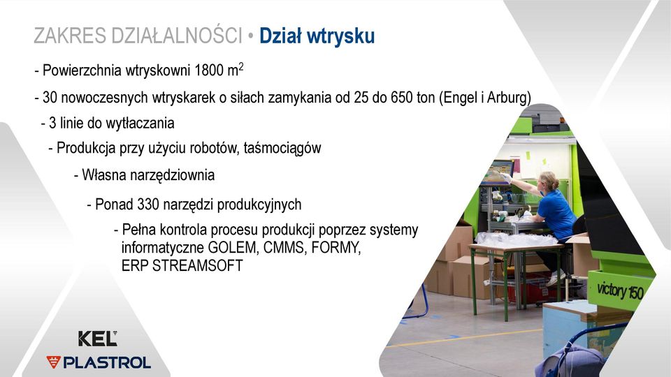 Produkcja przy użyciu robotów, taśmociągów - Własna narzędziownia - Ponad 330 narzędzi