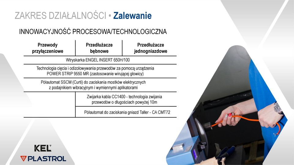 (zastosowanie wirującej głowicy) Półautomat SSCM (Curti) do zaciskania mostków elektrycznych z podajnikiem wibracyjnym i wymiennymi