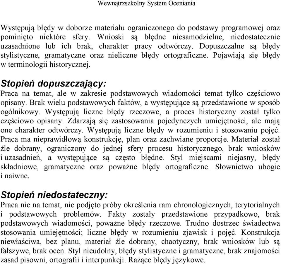 Pojawiają się błędy w terminologii historycznej. Praca na temat, ale w zakresie podstawowych wiadomości temat tylko częściowo opisany.