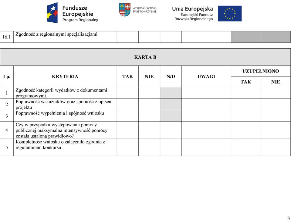 Poprawność wskaźników oraz spójność z opisem projektu Poprawność wypełnienia i spójność wniosku Czy w