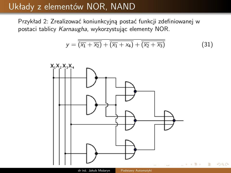 zdefiniowanej w postaci tablicy Karnaugha,