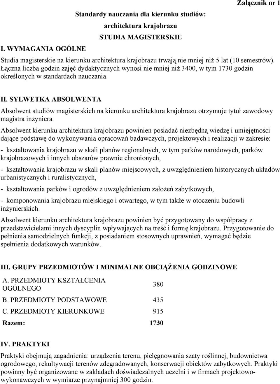 SYLWETKA ABSOLWENTA Absolwent studiów magisterskich na kierunku architektura krajobrazu otrzymuje tytuł zawodowy magistra inżyniera.