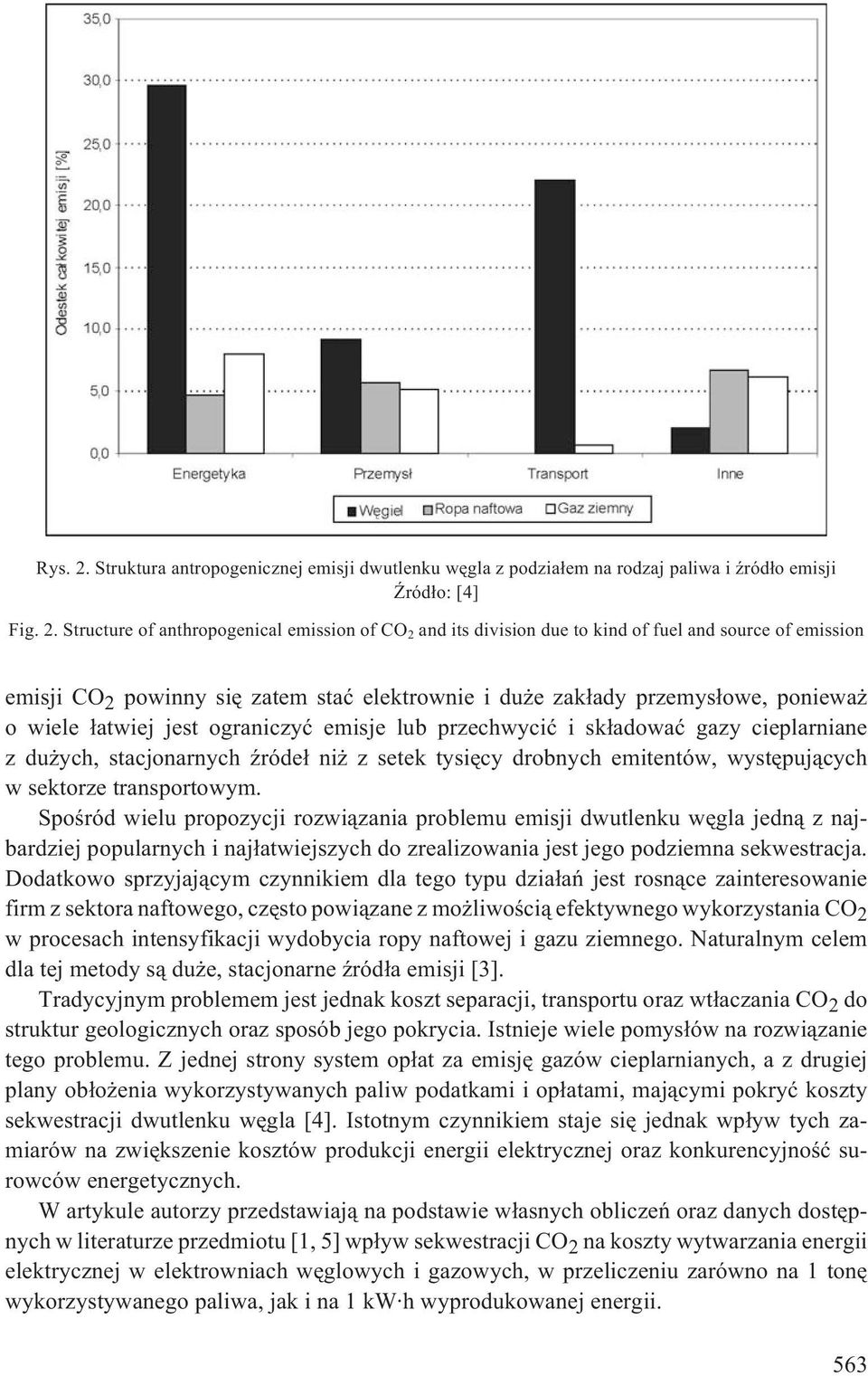 Structure of anthropogenical emission of CO 2 and its division due to kind of fuel and source of emission emisji CO 2 powinny siê zatem staæ elektrownie i du e zak³ady przemys³owe, poniewa o wiele