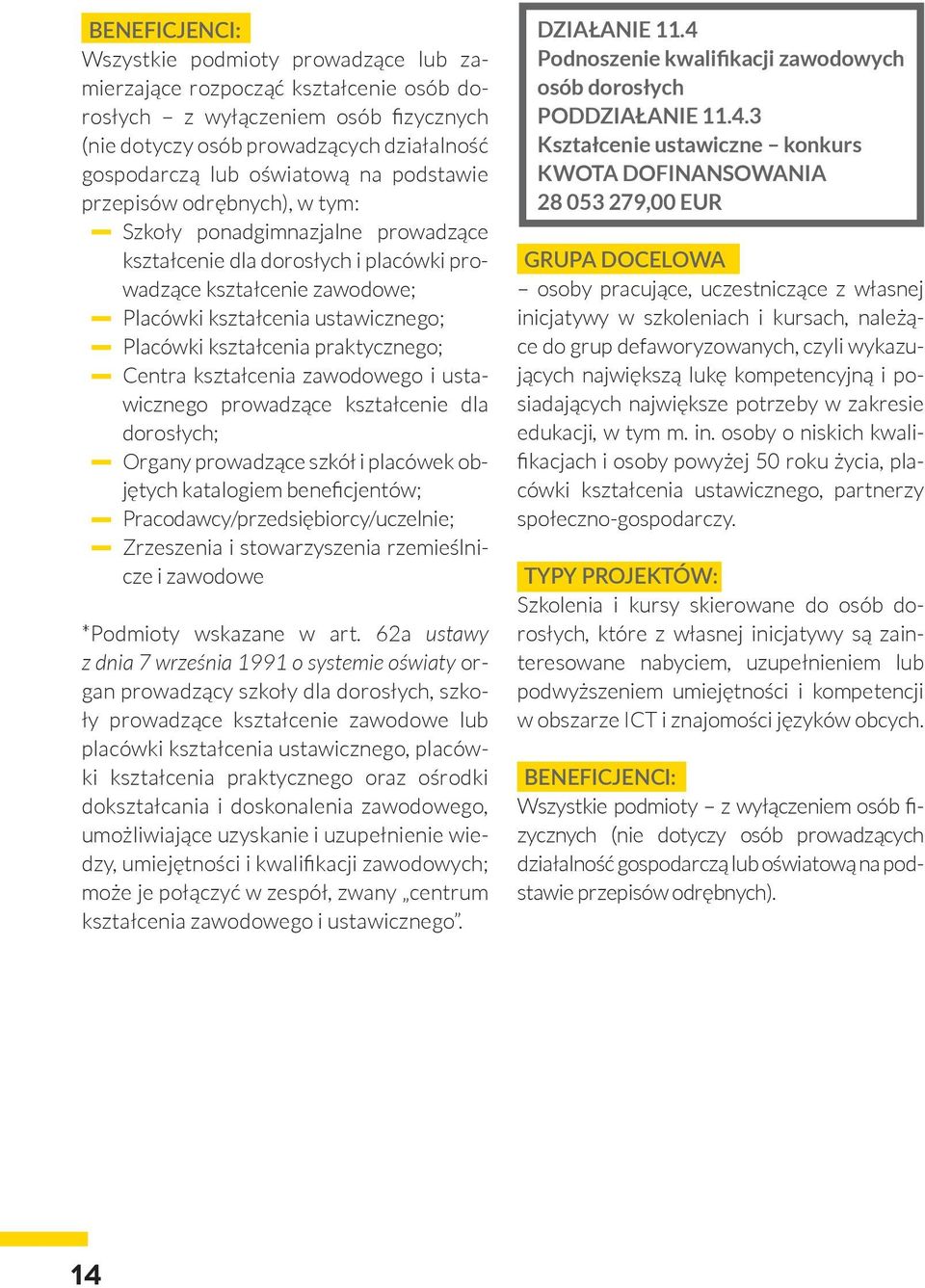 praktycznego; Centra kształcenia zawodowego i ustawicznego prowadzące kształcenie dla dorosłych; Organy prowadzące szkół i placówek objętych katalogiem beneficjentów;