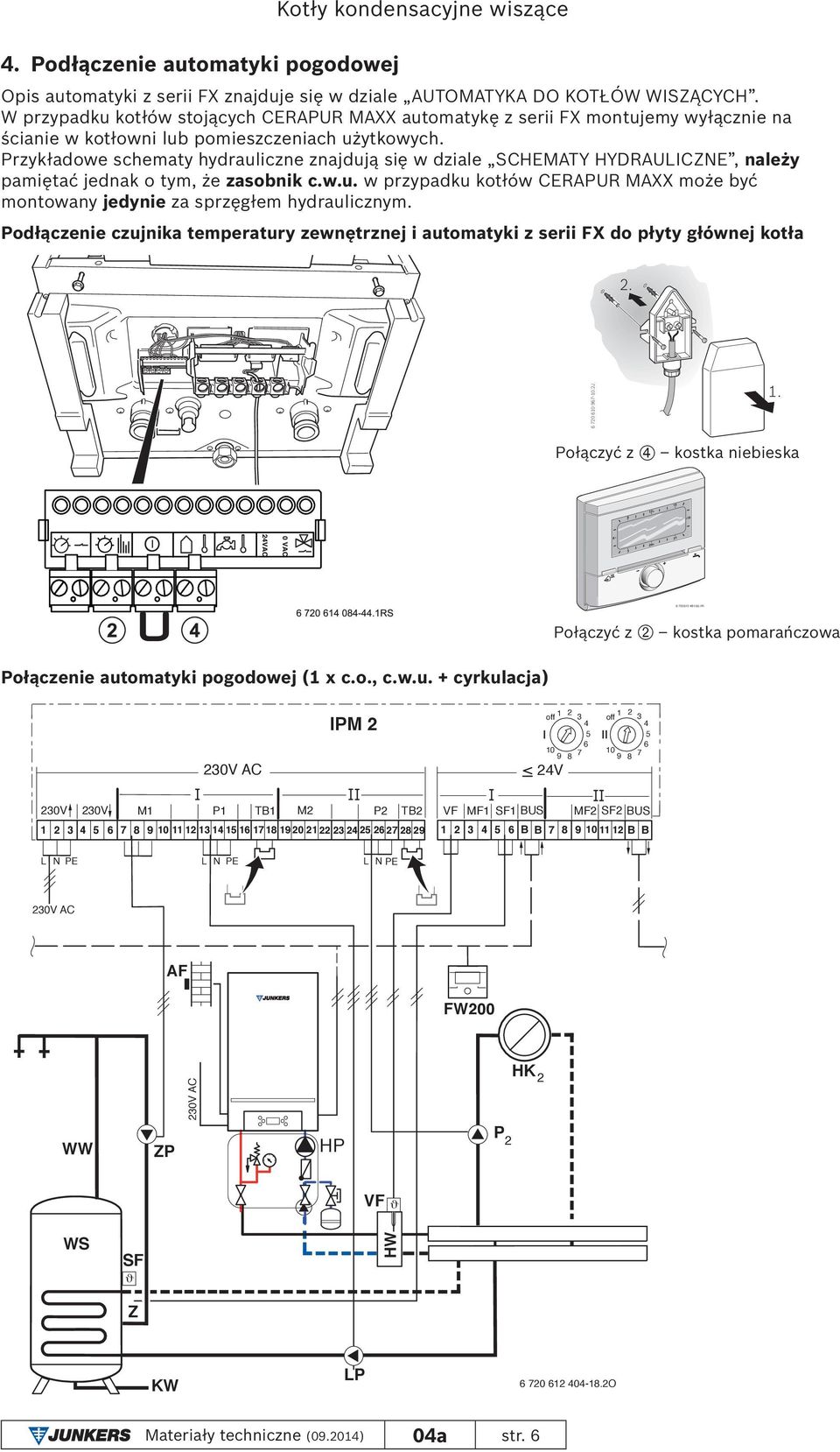 Przykładowe schematy hydrauliczne znajdują się w dziale SCHEMATY HYDRAULICZNE, należy pamiętać jednak o tym, że zasobnik c.w.u. w przypadku kotłów CERAPUR MAXX może być montowany jedynie za sprzęgłem hydraulicznym.