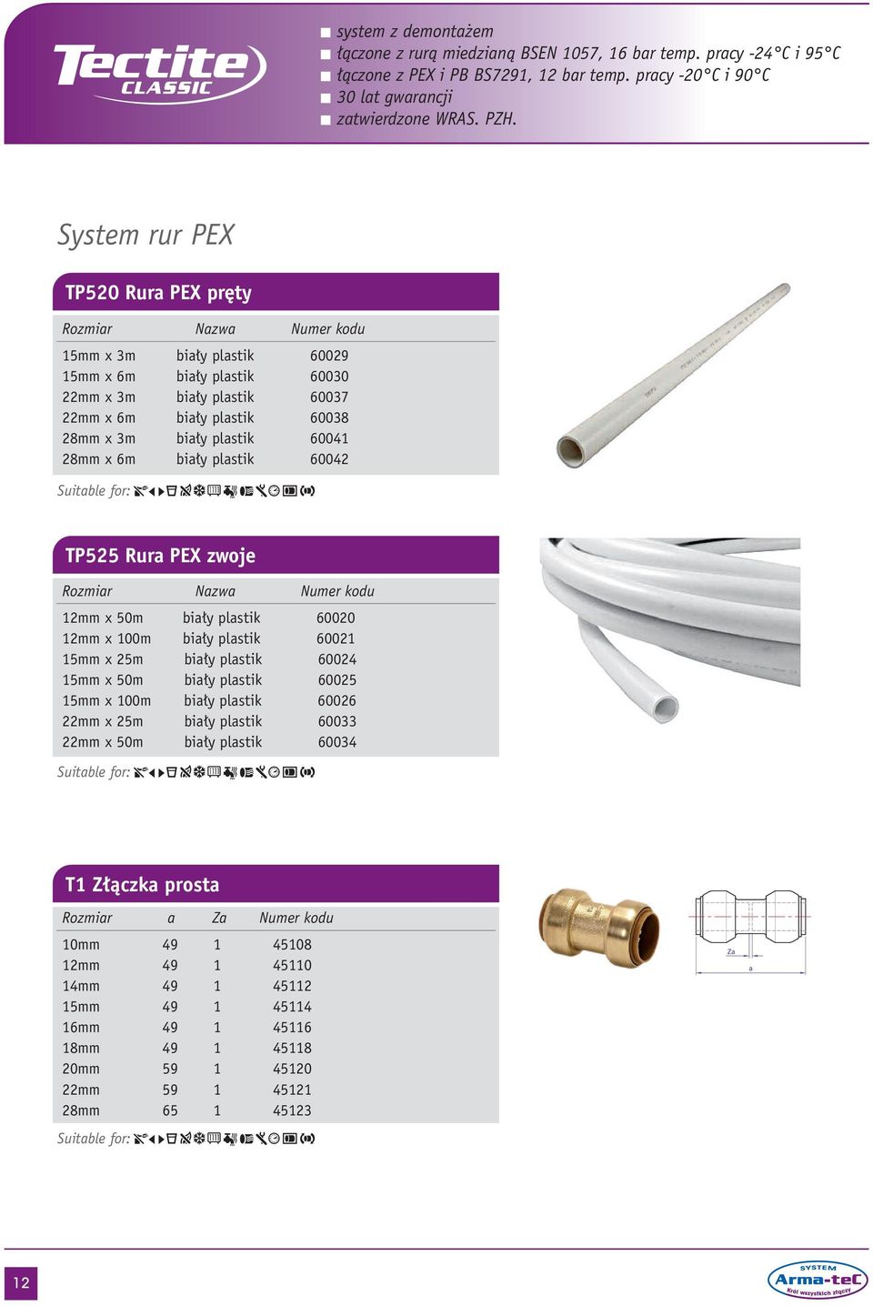 plastik 60041 28mm x 6m bia y plastik 60042 Suitable for: TP525 Rura PEX zwoje Rozmiar Nazwa Numer kodu 12mm x 50m bia y plastik 60020 12mm x 100m bia y plastik 60021 15mm x 25m bia y plastik 60024