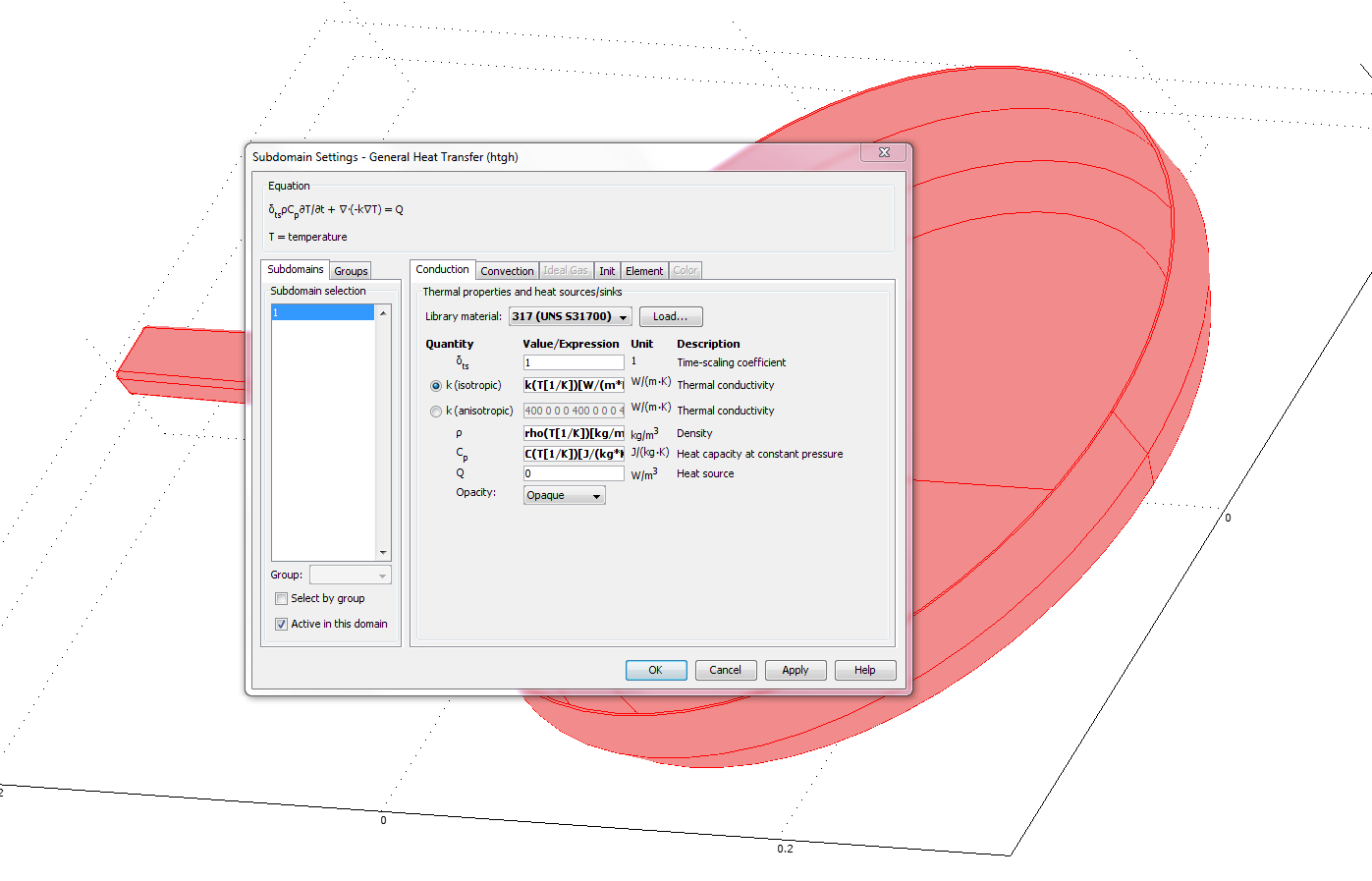 Model zaimportowany z programu Catia V5R16 do programu COMSOL