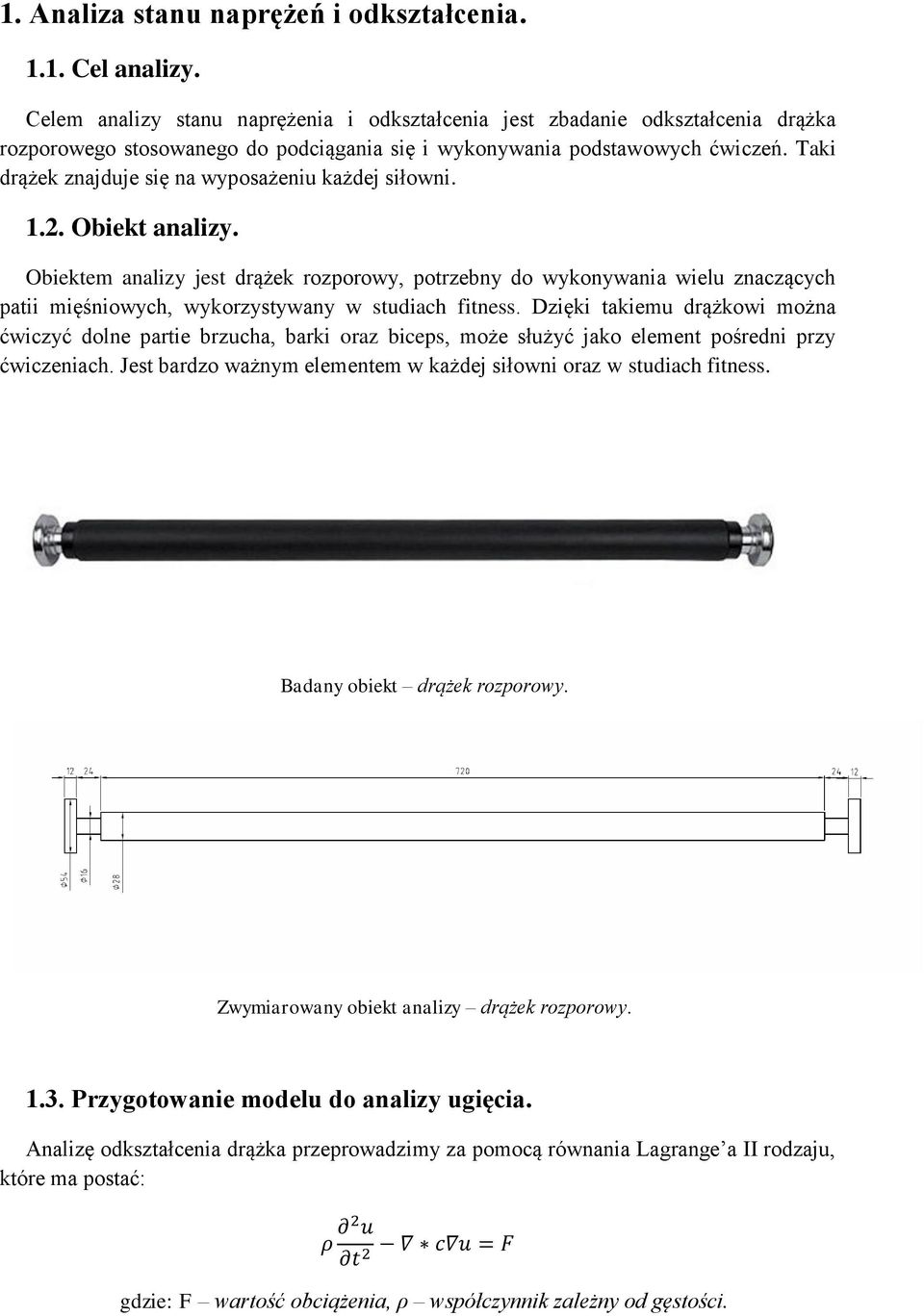 Taki drążek znajduje się na wyposażeniu każdej siłowni. 1.2. Obiekt analizy.