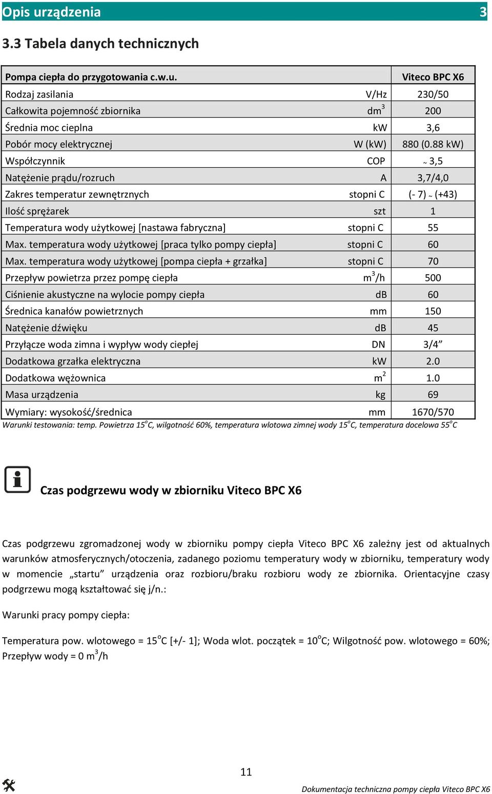 Max. temperatura wody użytkowej [praca tylko pompy ciepła] stopni C 60 Max.