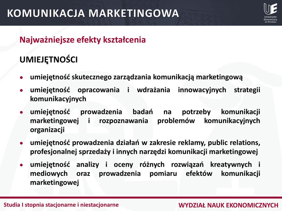 komunikacyjnych organizacji umiejętność prowadzenia działań w zakresie reklamy, public relations, profesjonalnej sprzedaży i innych narzędzi