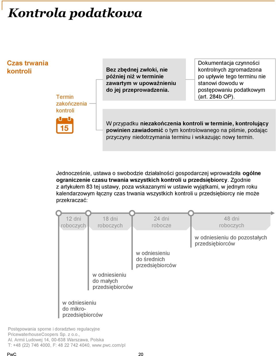 W przypadku niezakończenia kontroli w terminie, kontrolujący powinien zawiadomić o tym kontrolowanego na piśmie, podając przyczyny niedotrzymania terminu i wskazując nowy termin.