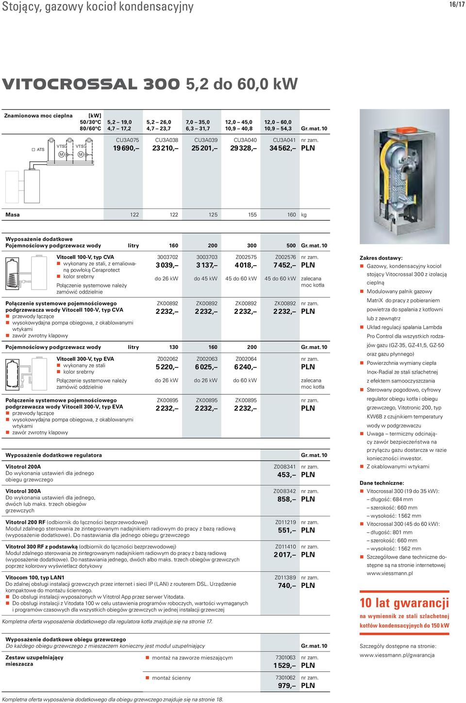 10 ATS VTS M VTS M CU3A075 19 690, CU3A038 23 210, CU3A039 25 201, CU3A040 29 328, CU3A041 34 562, Masa 122 122 125 155 160 kg yposażenie dodatkowe Pojemnościowy podgrzewacz wody litry 160 200 300